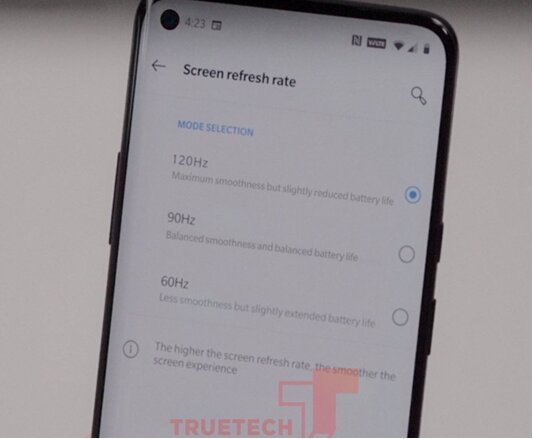OnePlus 8 Pro Hands-On Image Suggests 120Hz Display Setting