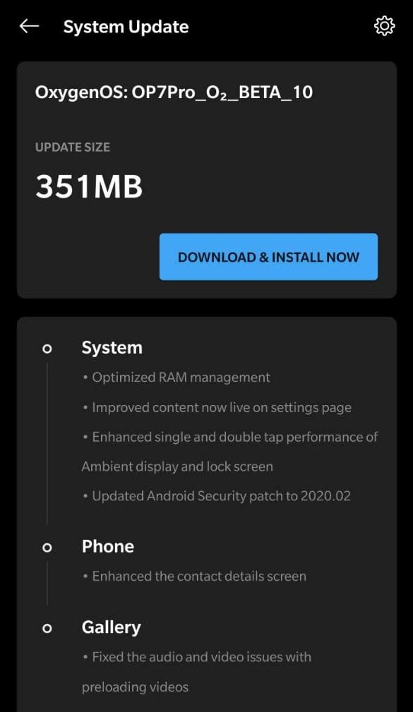 OxygenOS Beta 10 Update For Oneplus 7Pro With February 2020 Security Patches
