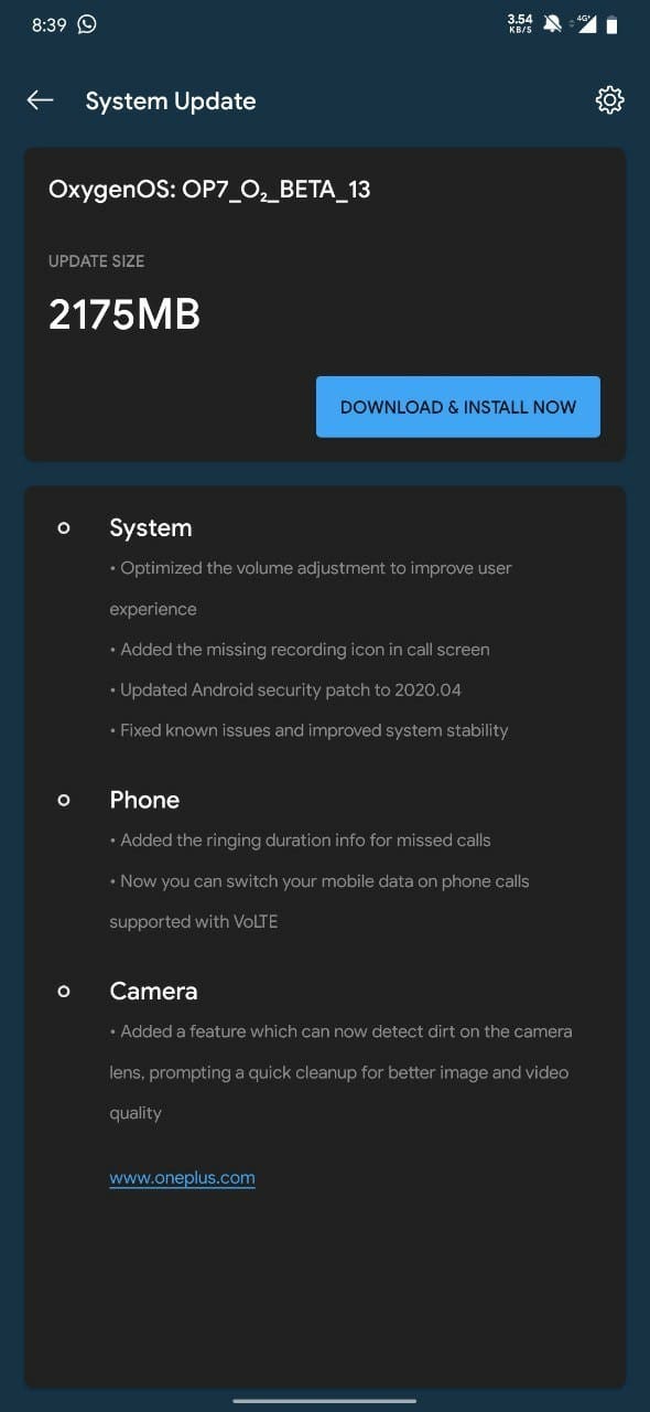 OxygenOS Open Beta 13 Update For Oneplus 7/7Pro with New Camera feature And April 2020 Security Patch
