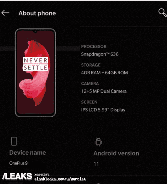 First Leaked Images and Specifications of Oneplus 9I