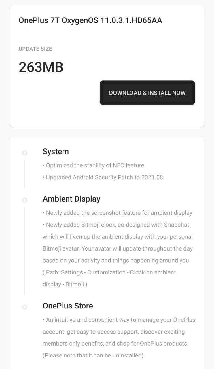 Oneplus 7 & 7T Series gets Oxygen OS 11.0.3.1 with most awaited feature BITMOJI.