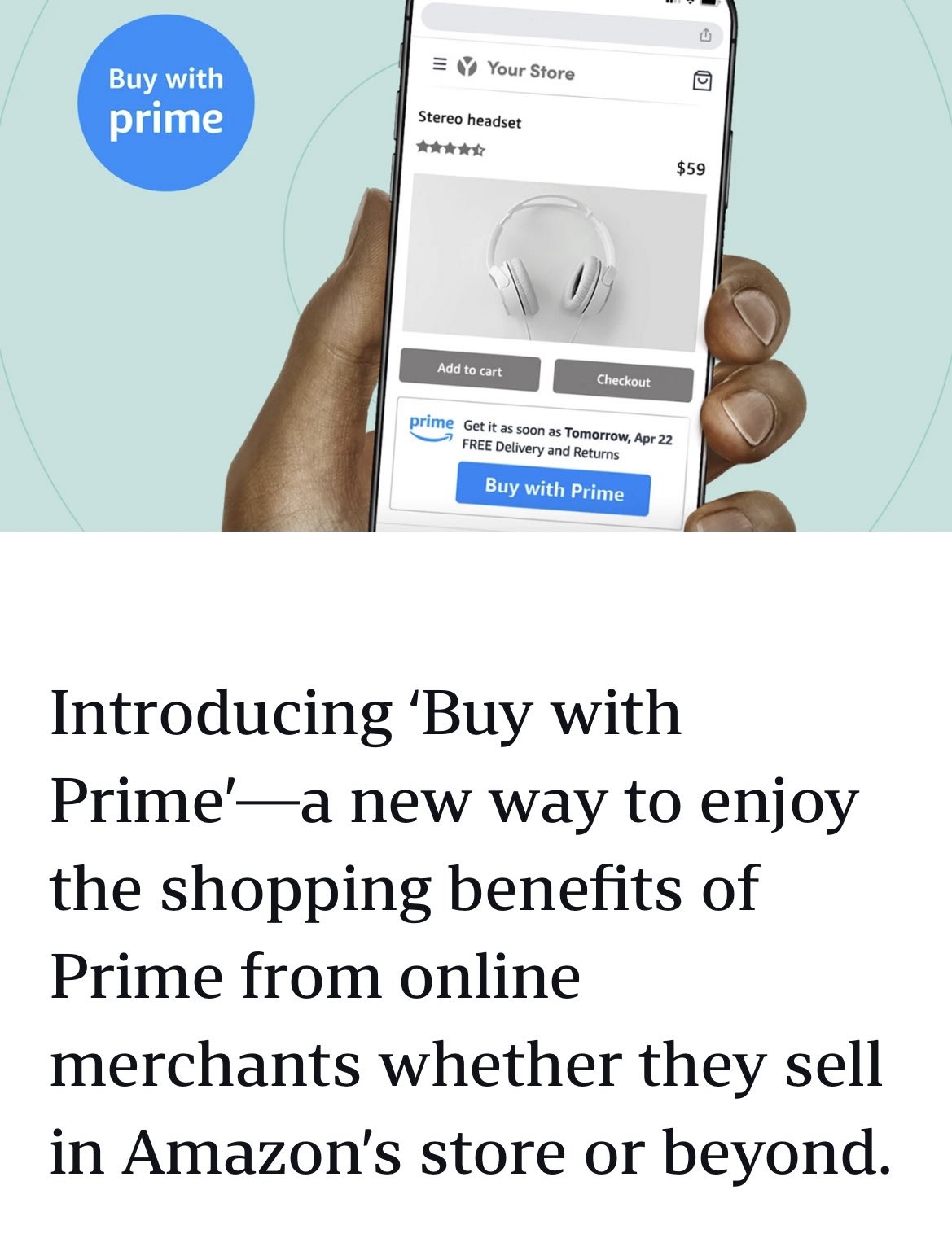 Amazon will allow merchants to sell Prime-eligible products on their own websites with Buy With Prime