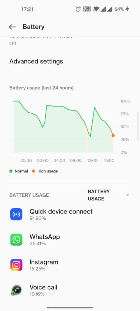 quick device connect draining battery