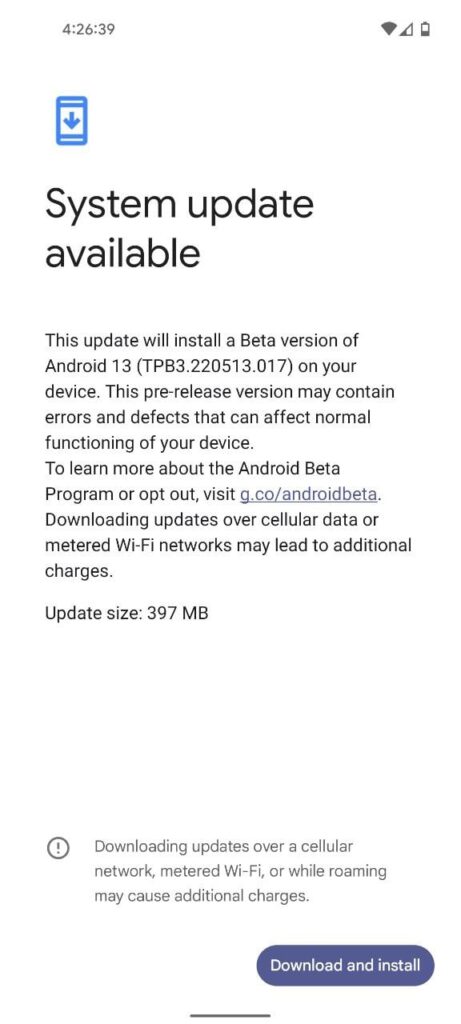 Android 13 Beta 3