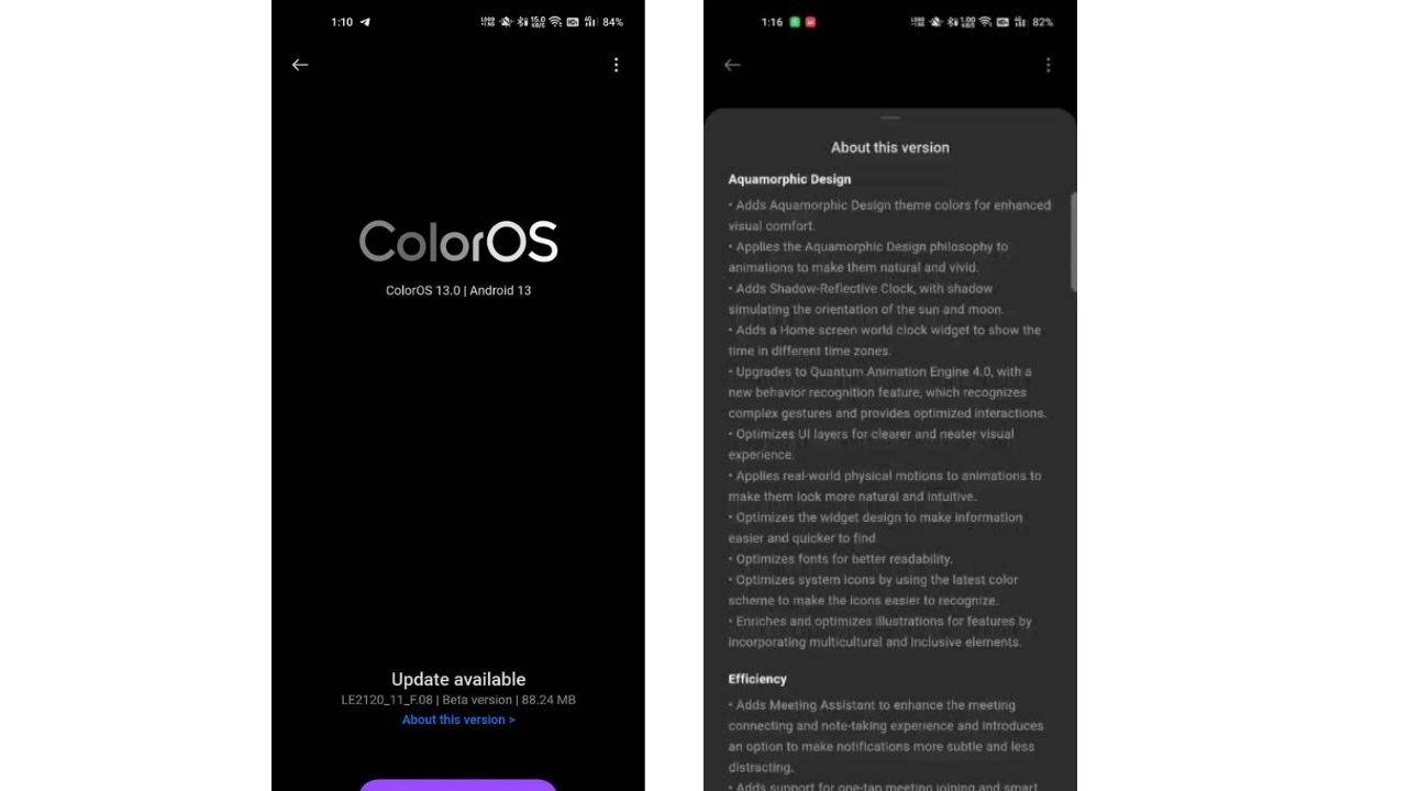 ColorOS 13 open beta 1 for Oneplus 9 & 9 pro