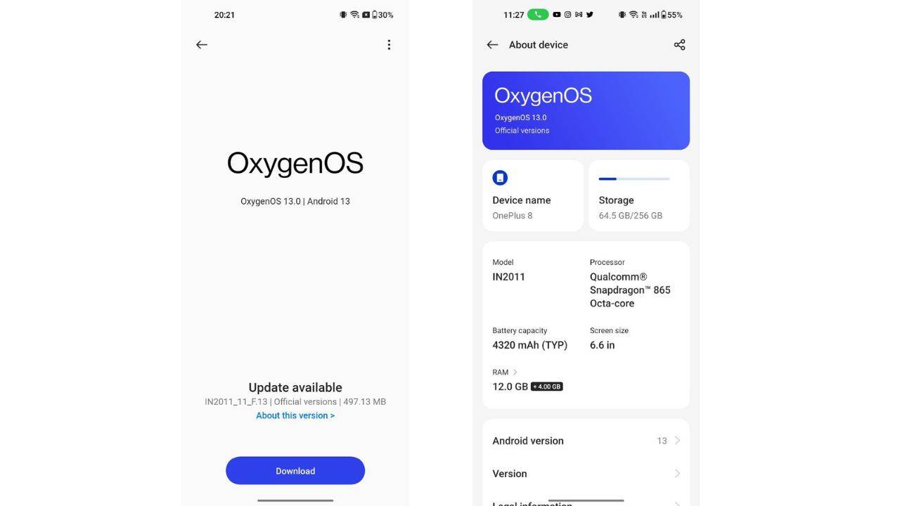 OxygenOS 13 for Oneplus 8, 8pro, 8T, and Oneplus 9R