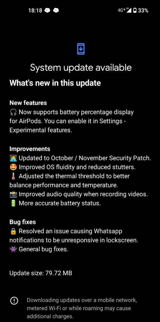 nothing os 1.1.7 update screenshot
