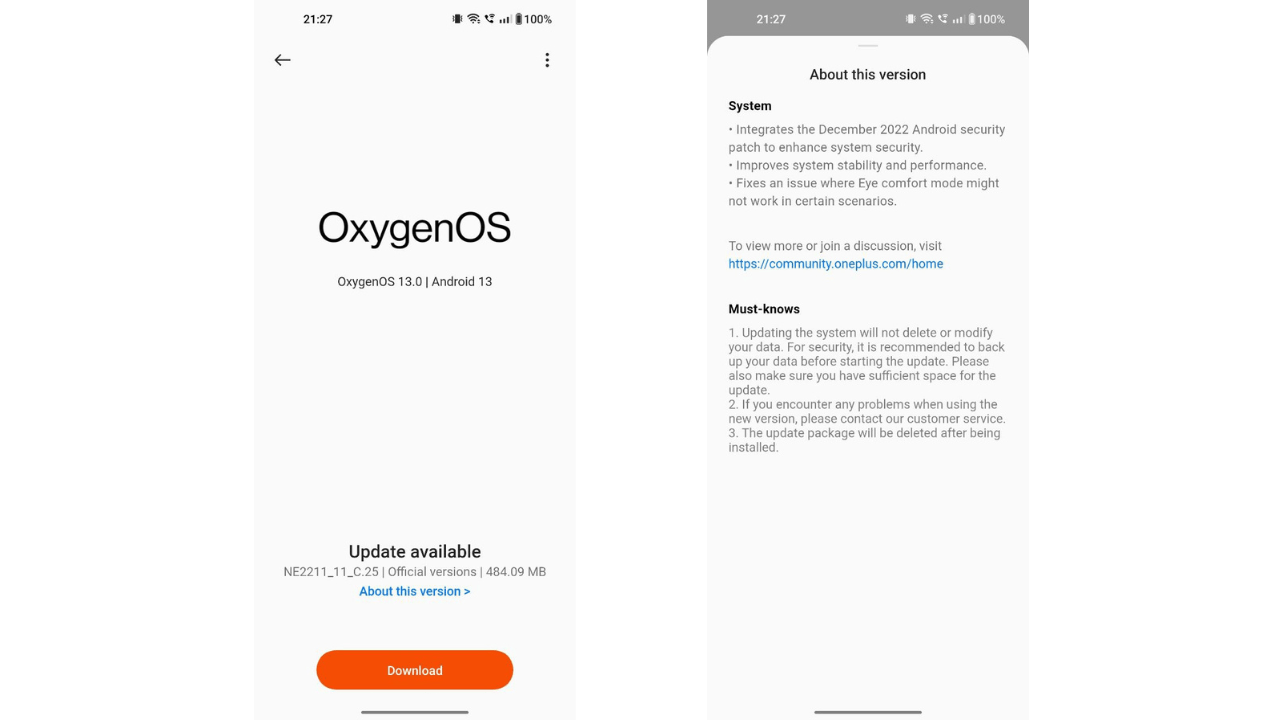 OxygenOS 13 new update