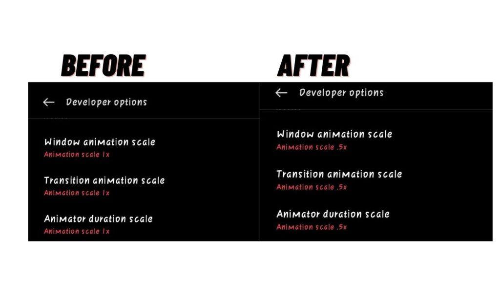 developer options transition scale 