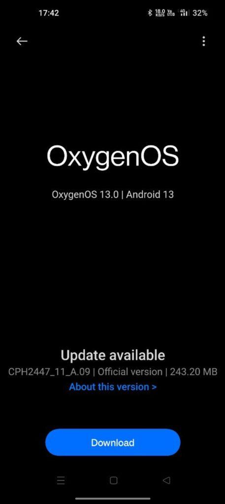 oneplus 11 oxygenos 13 a.09 update screenshot