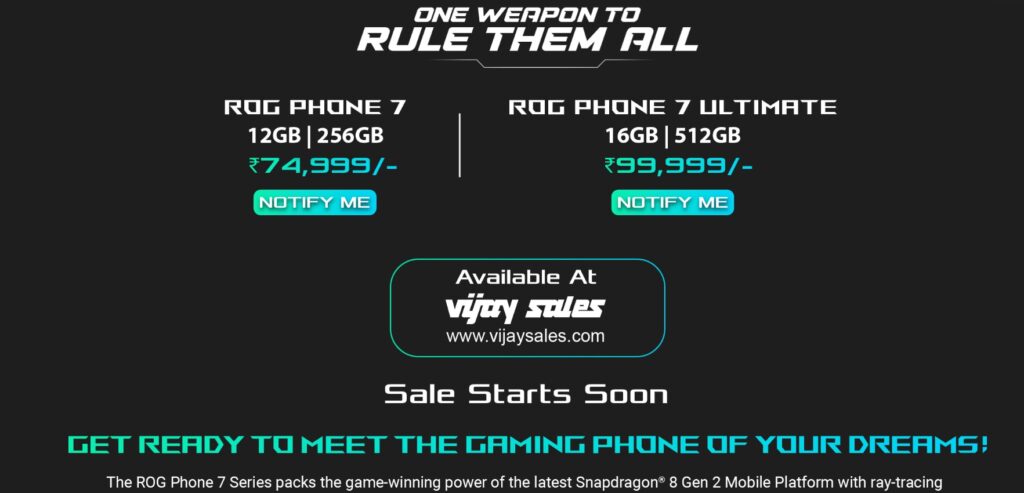 asus rog phone 7 available at vijaysales