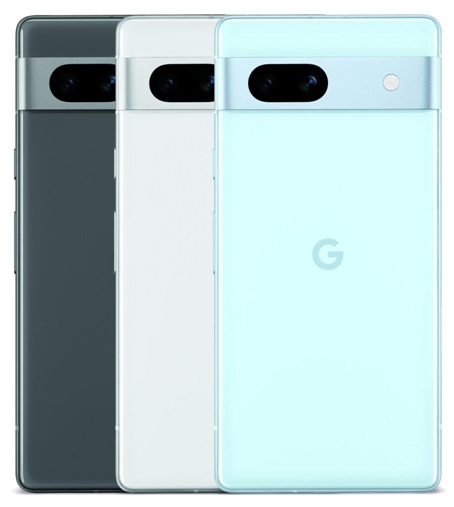 google pixel 7a Light Blue Grey and Silver colour options