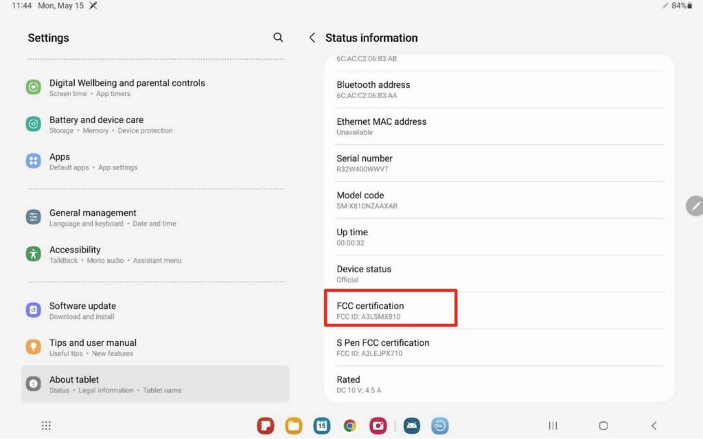 Samsung Galaxy Tab S9 Ultra One UI 5.1.1 fcc certifcation