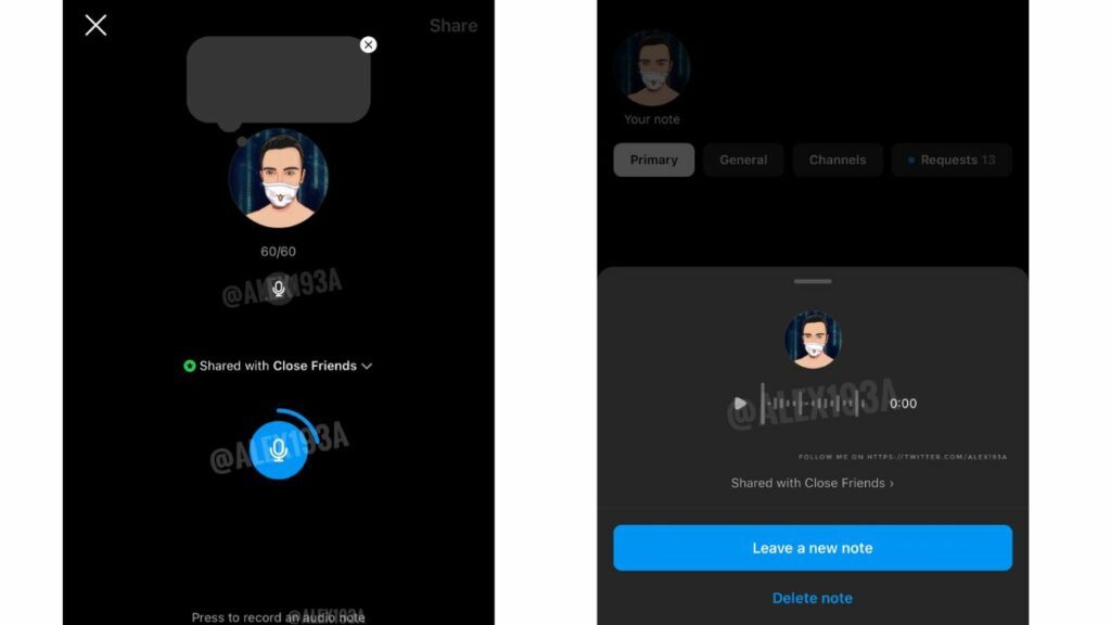 instagram audio notes