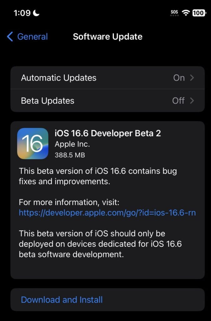 ios 16.6 beta 2 update screenshot