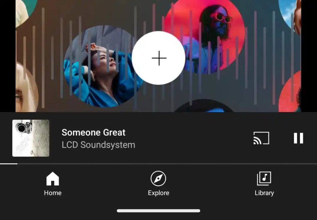 youtube music cast button