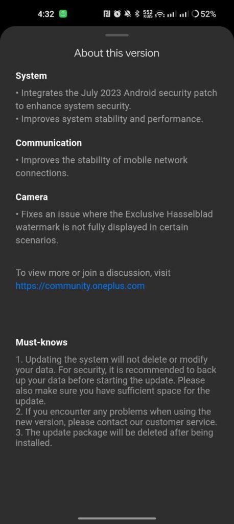 oneplus 9 pro july 2023 security update changelog 
