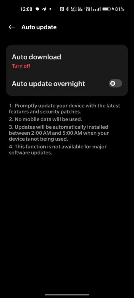 turn off this auto update overnight option