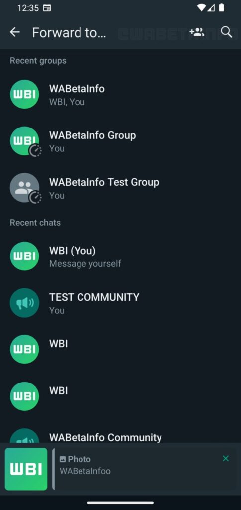 whatsapp beta forward message group
