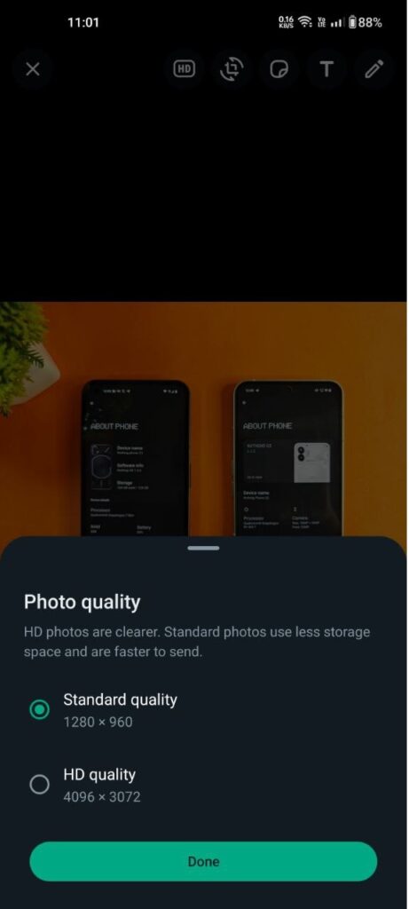 hd quality options in whatsapp