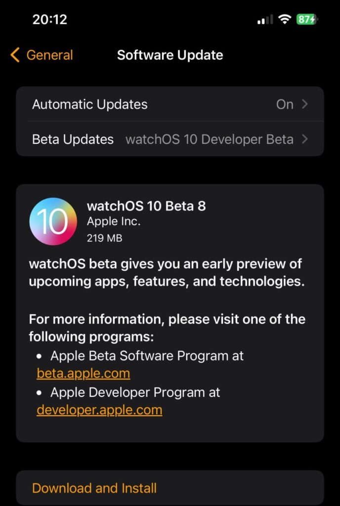 watchos 10 beta 8