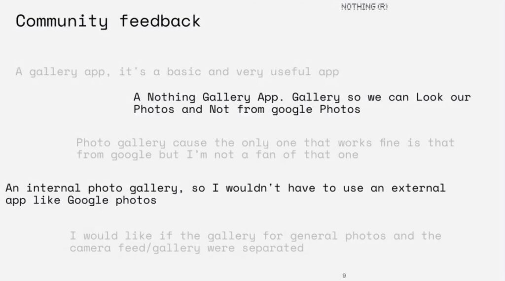 nothing community feedback about nothing gallery app