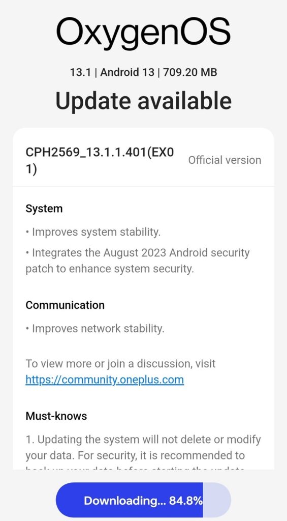 oneplus nord ce 3 august 2023 security update