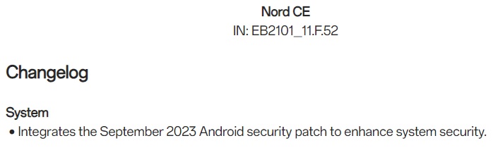 oneplus nord ce september 2023 security update