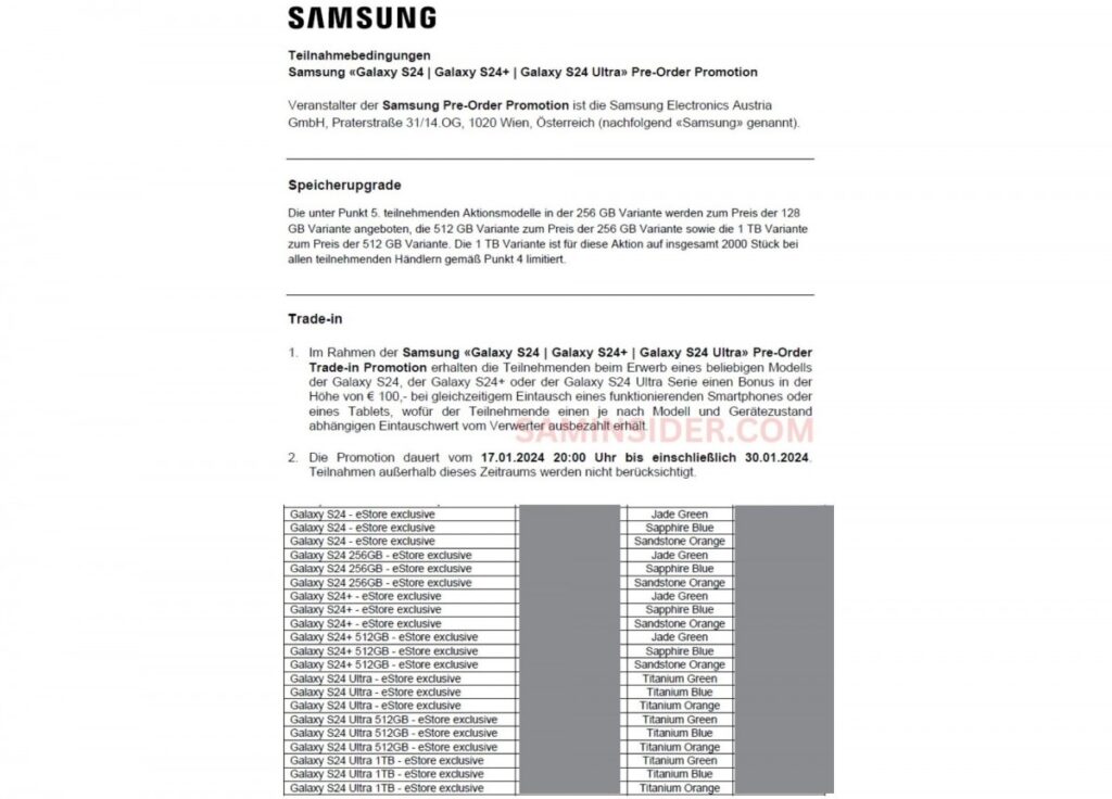Samsung Galaxy S24 Series Color Options pre-order benefits