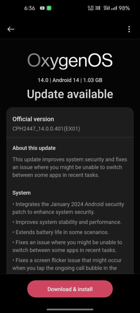 OnePlus 11 OxygenOS 14 January 2024 Update