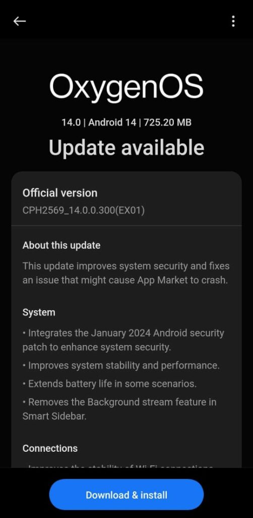 OnePlus Nord CE 3 OxygenOS 14 January 2024 Security update