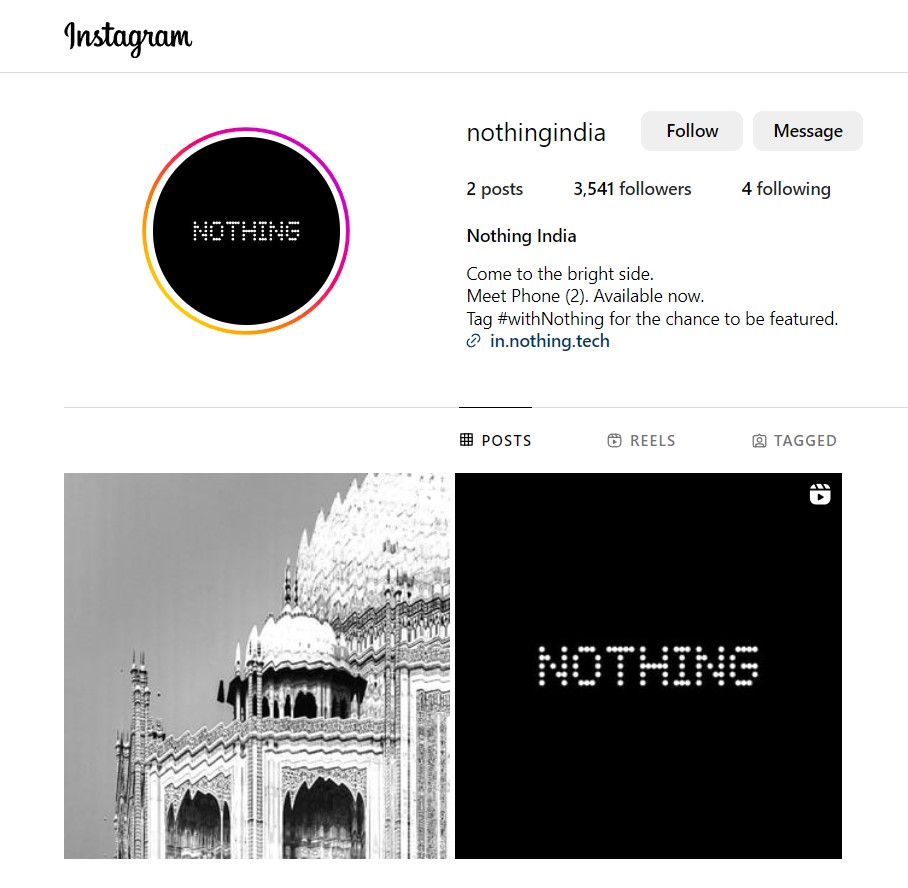 Nothing India Instagram page 