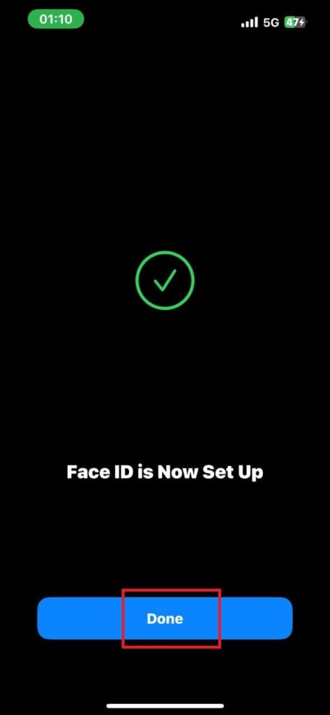 first face id set up
