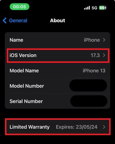new limited warranty option in iOS 17.3