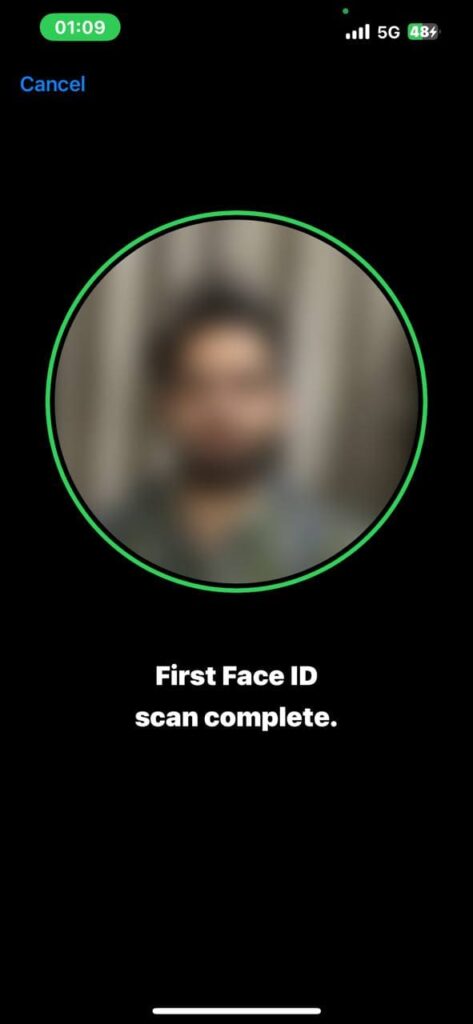 first face id set up