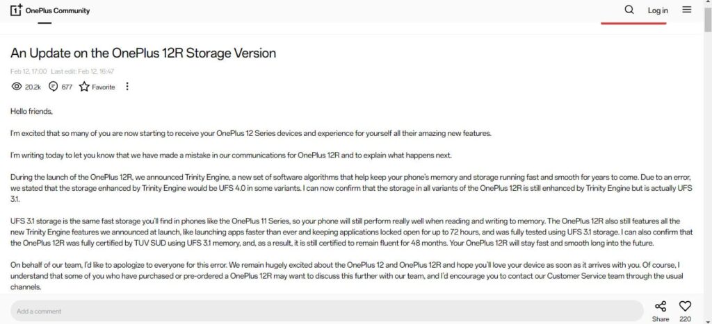 OnePlus 12R 256GB variant refund